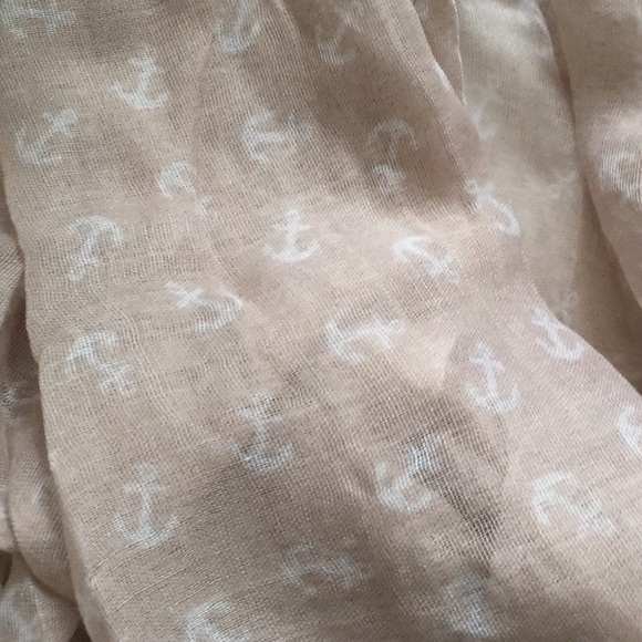 New Beige and White Anchor Infinity Scarf - Picture 2 of 6